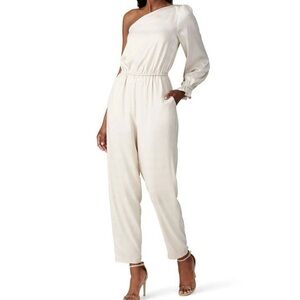 Love Whit Chic One-Shoulder White Jumpsuit Size 12